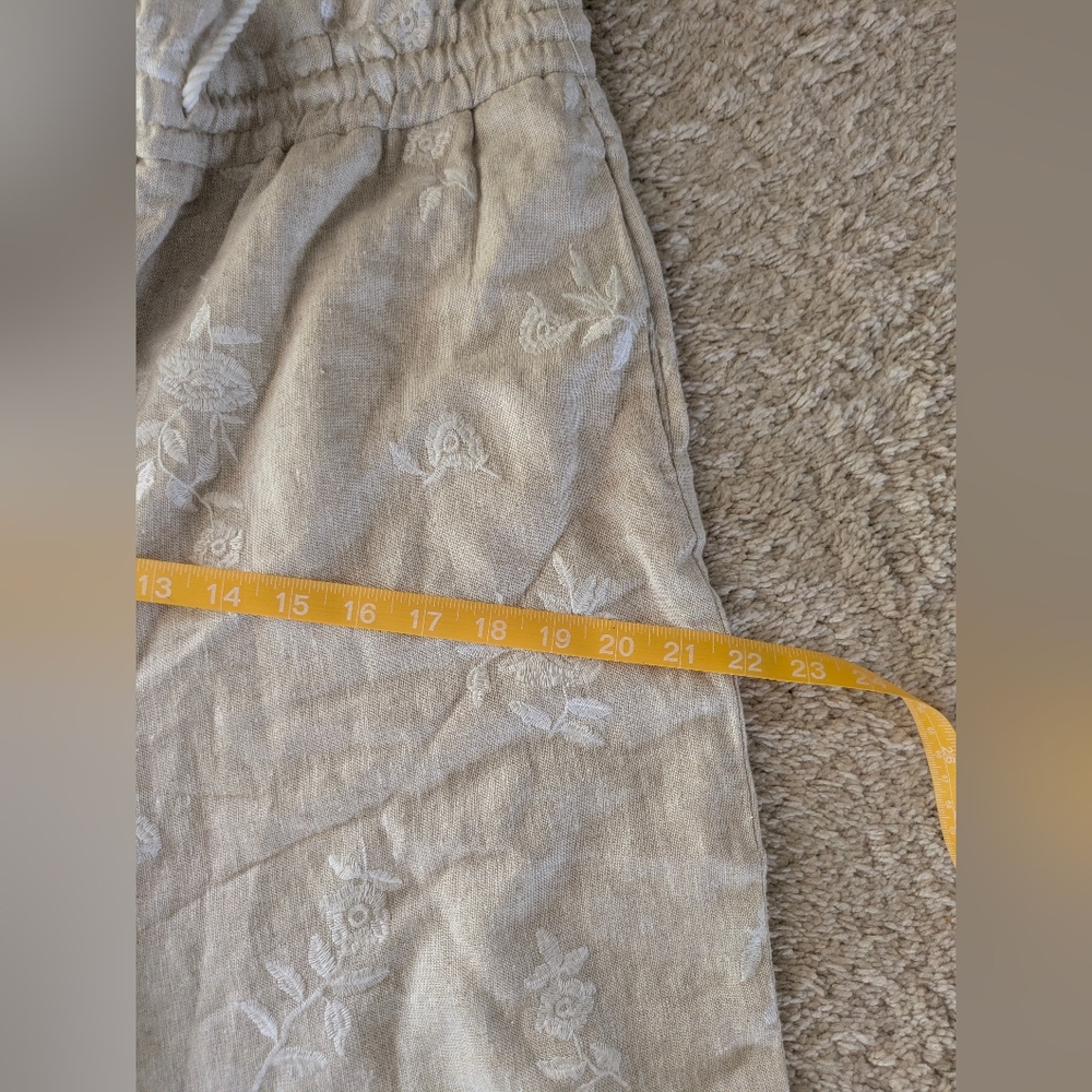 NWOT House Of Harlow 1960 Embroidered Drawstring Linen Pants M - Picture 5 of 5